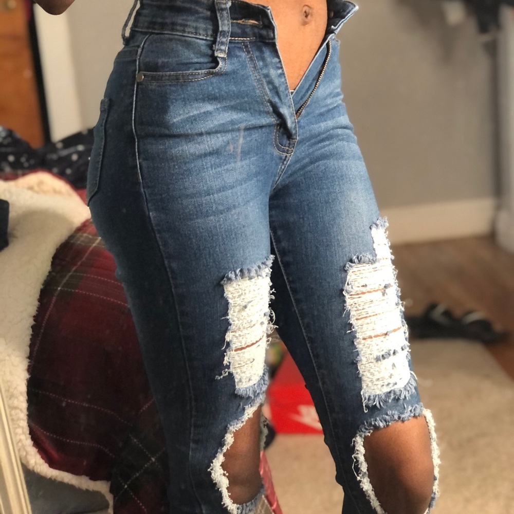 Fashion Nova High Waisted Ripped Jeans